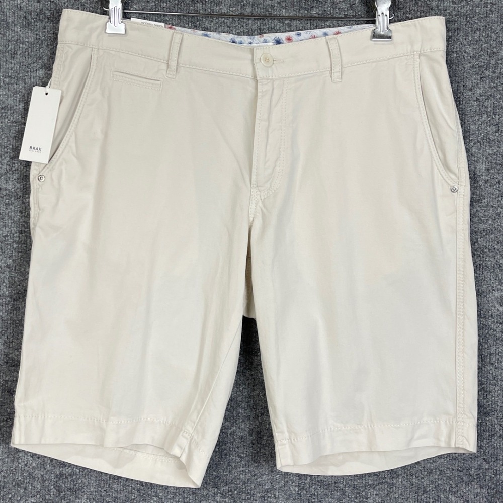 NEW Brax Shorts Mens 36 Beige Bari Regular Fit Chino Cotton